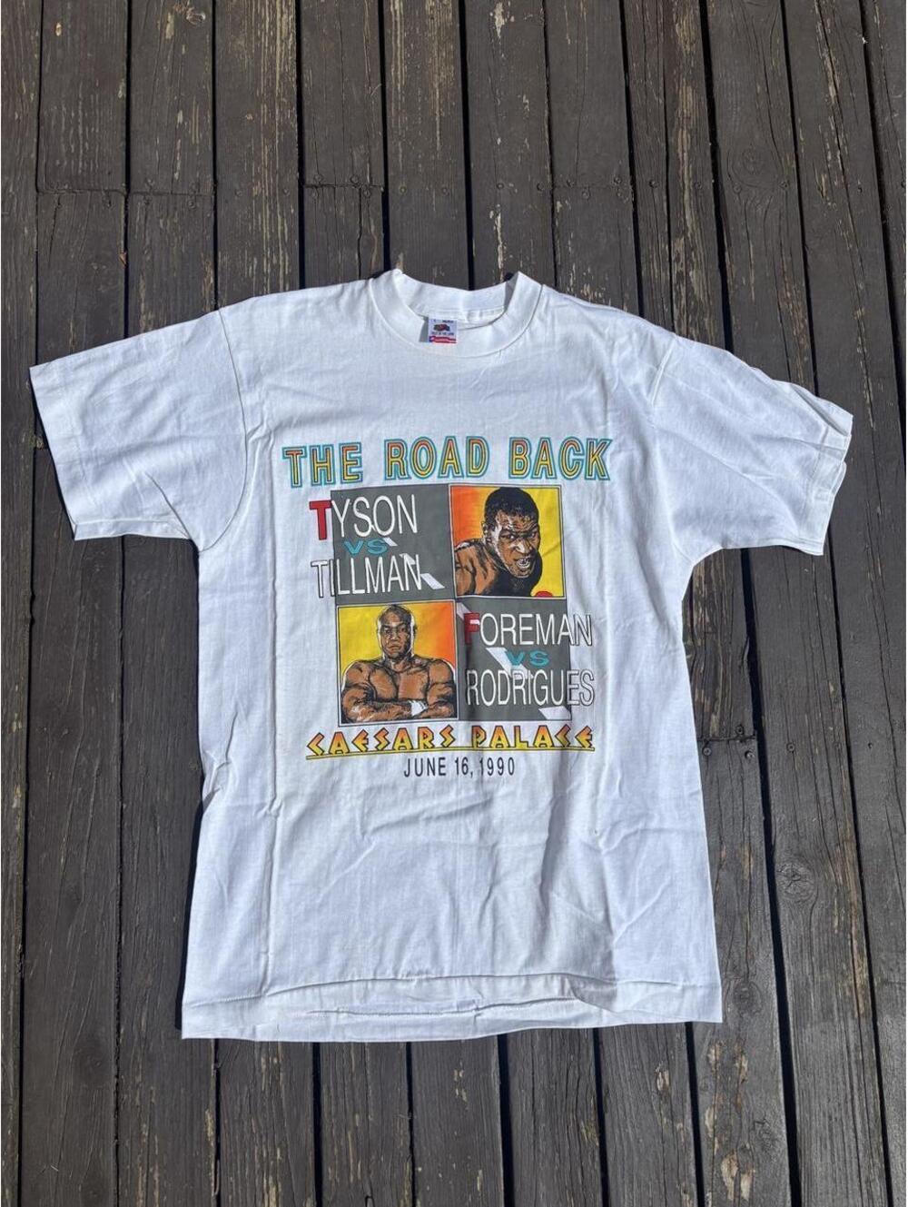 1990 single stitch Mike Tyson vs George Foreman